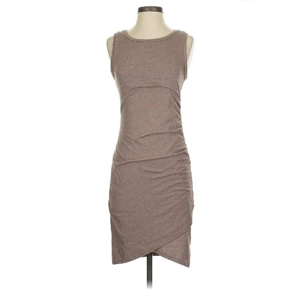 Leith Ruched Sleeveless Dress Tan Size S